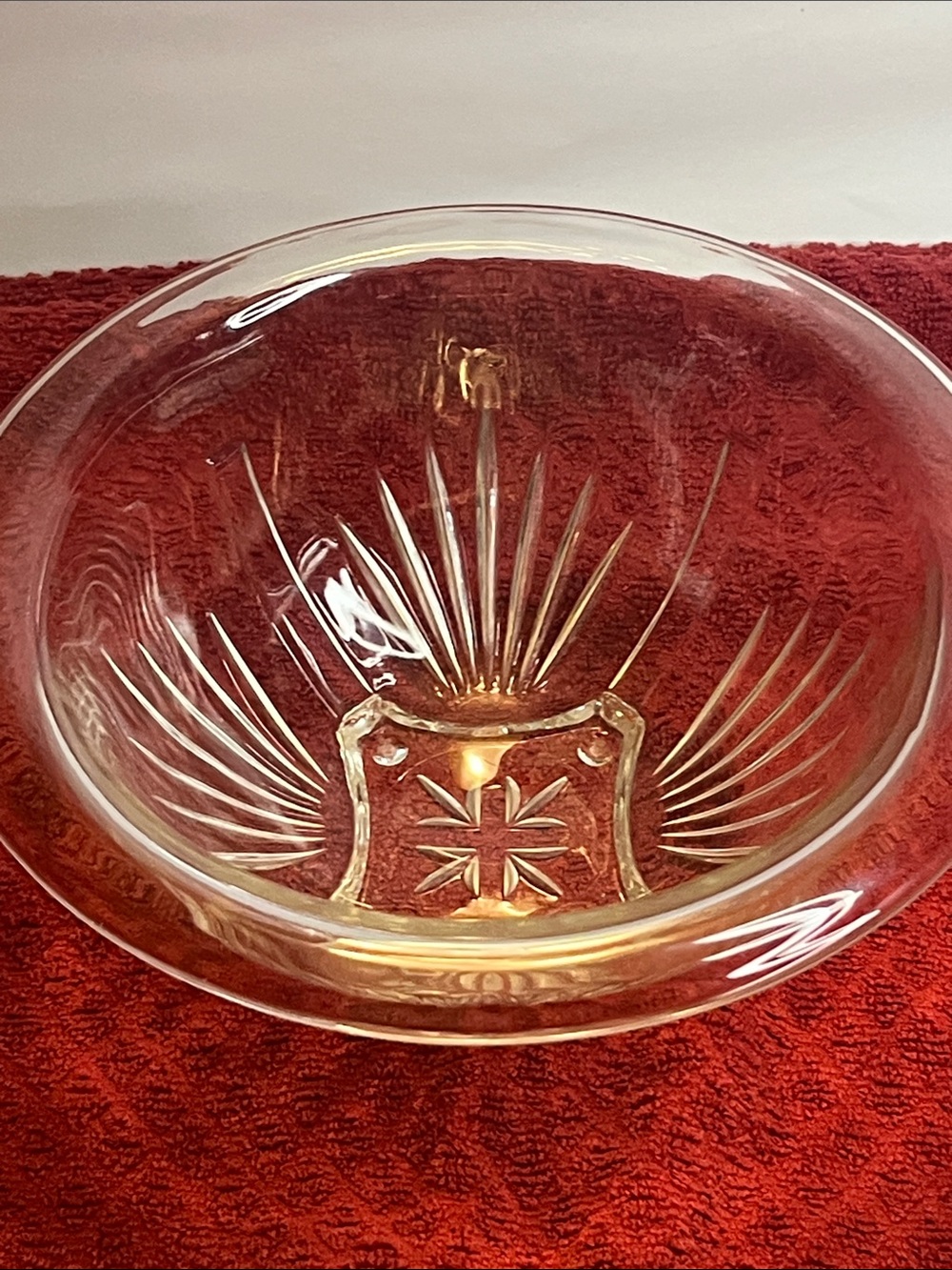 Vintage Medium Federal Glass Square Footed “Starburst” Clear Mixing Bowl